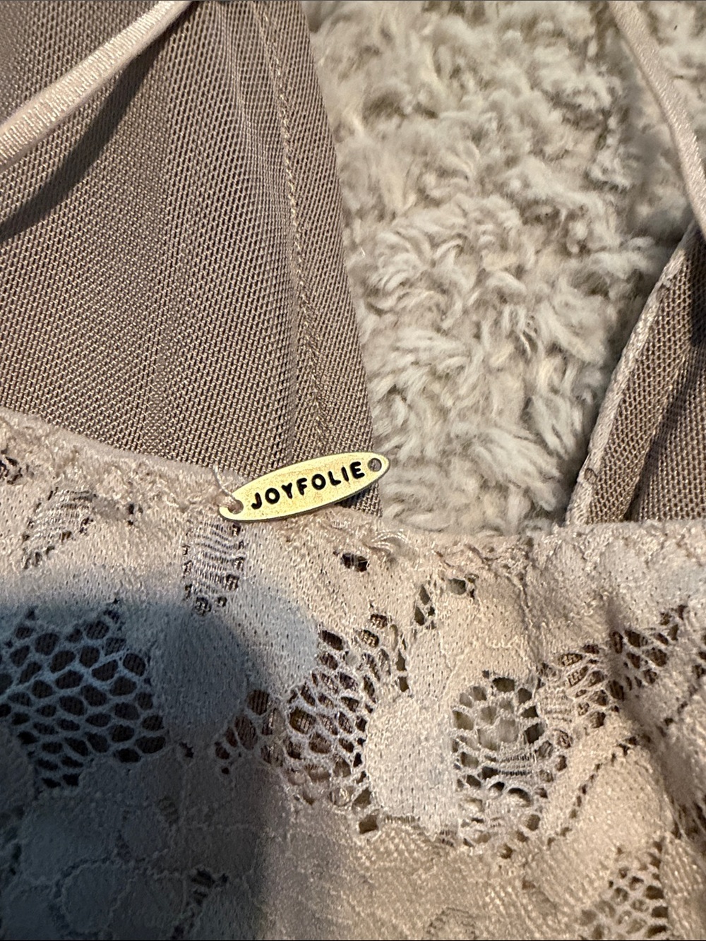 NWT Joyfolie Lace Bralette Cami Top - Taupe - Picture 3 of 6
